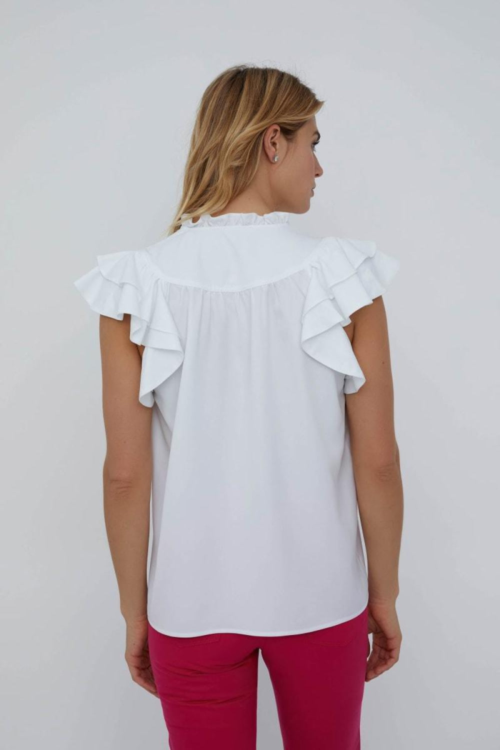 Flutter Sleeve - White Lotus - Blouse