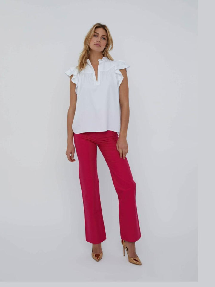 Flutter Sleeve - White Lotus - Blouse