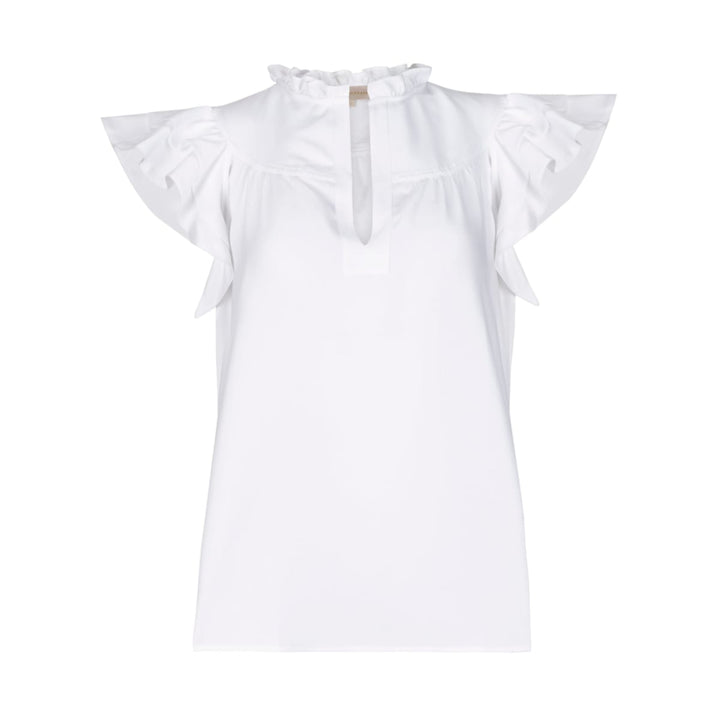 Flutter Sleeve - White Lotus - Blouse