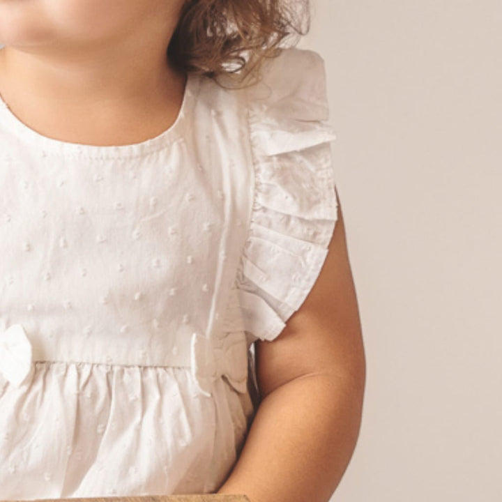 Chantilly Swiss Dot Romper - Crisp White