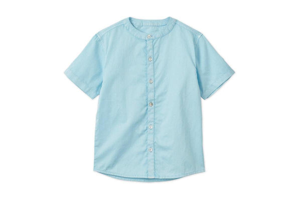 Short Sleeve Organic Cotton Woven Shirt - Sky Blue