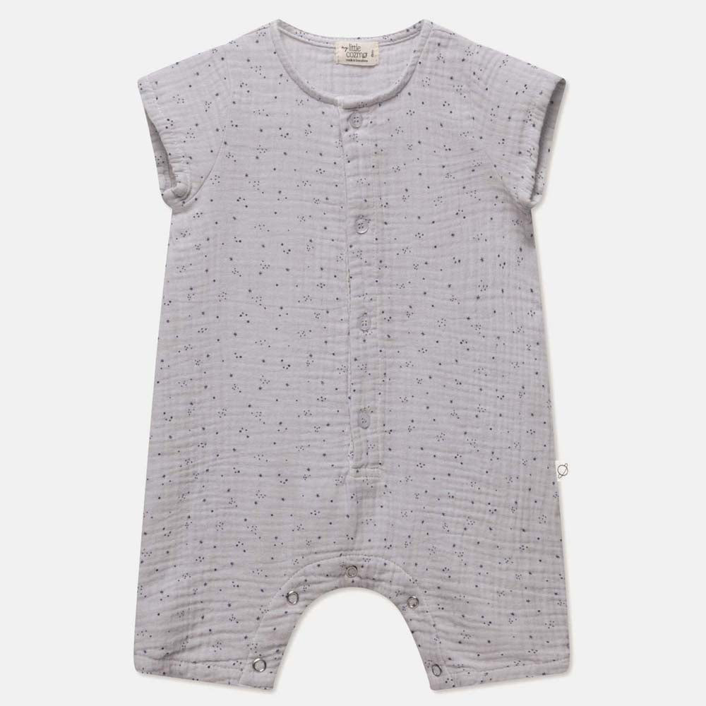 Gauze Star Print Baby Jumpsuit - Soft Grey
