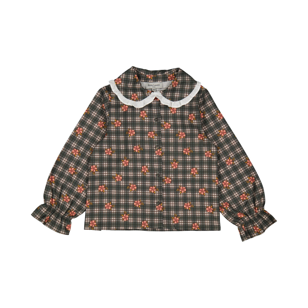 Judith Oversize Collar Blouse - Floral Plaid