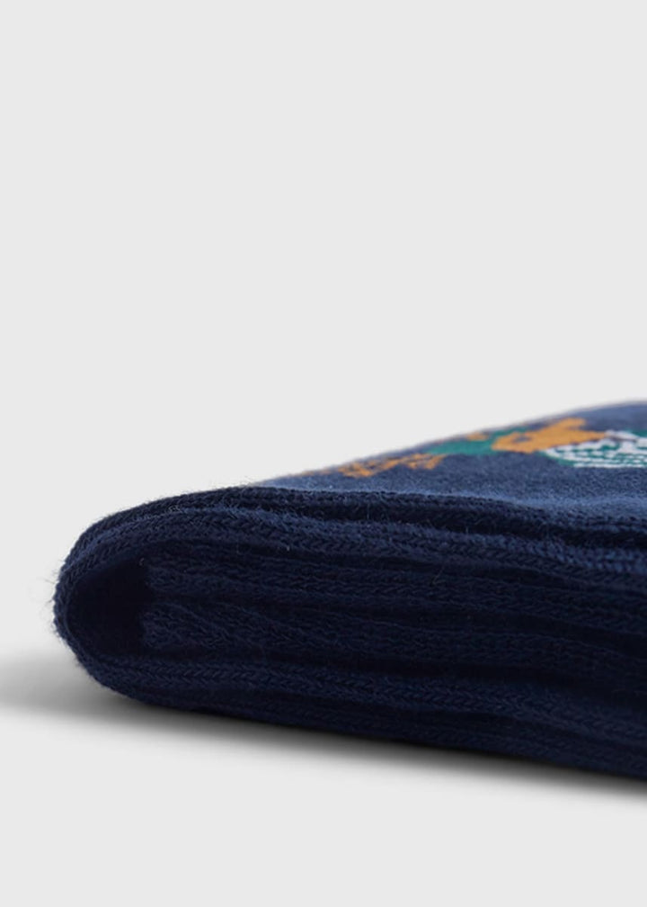 Prancer Holiday Sock - Navy