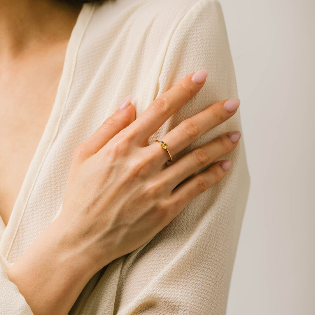 Luma Gemstone Ring - Lemon Quartz + White Topaz