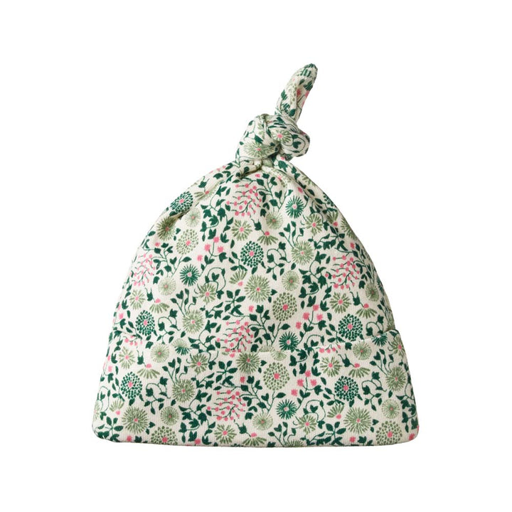 Cotton Knotted Beanie - Willow Print