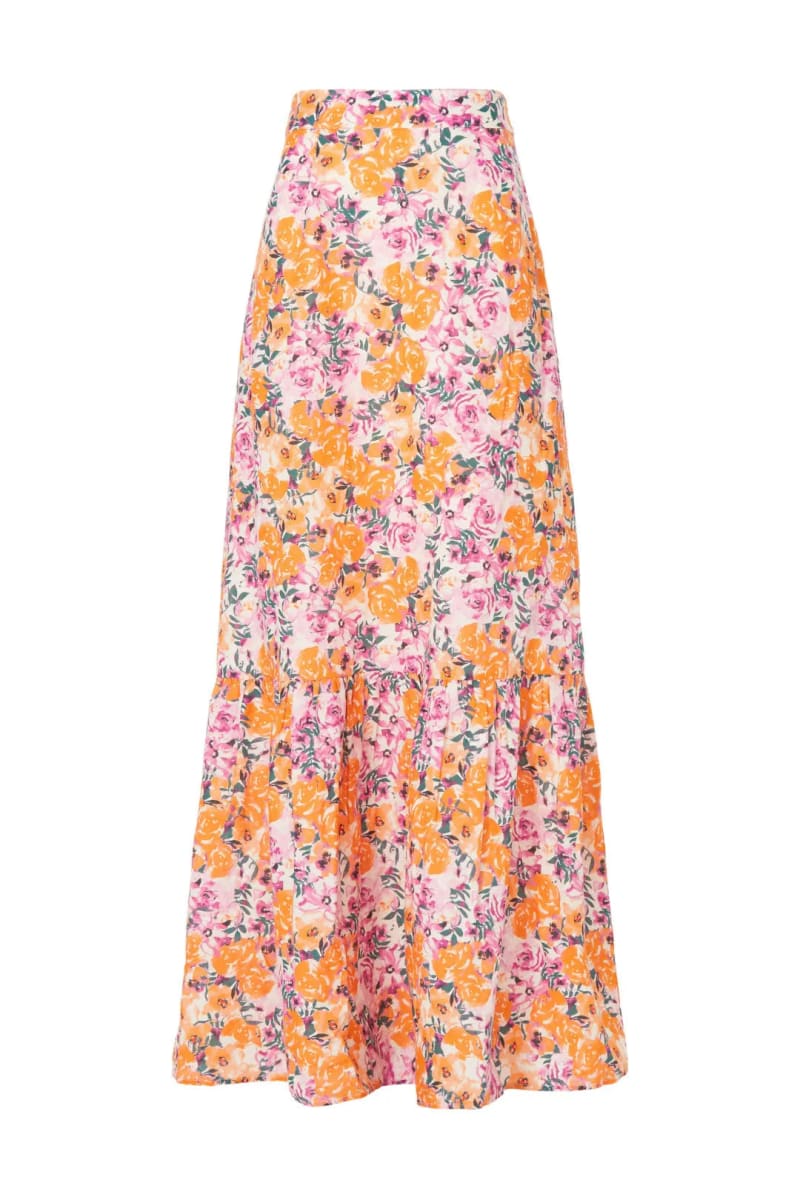 Floral Tiered Skirt - Orange Combo