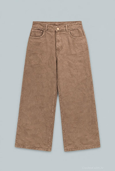 Francisca Pant Floral Denim - Mocha Denim Jaquard - S - Pants