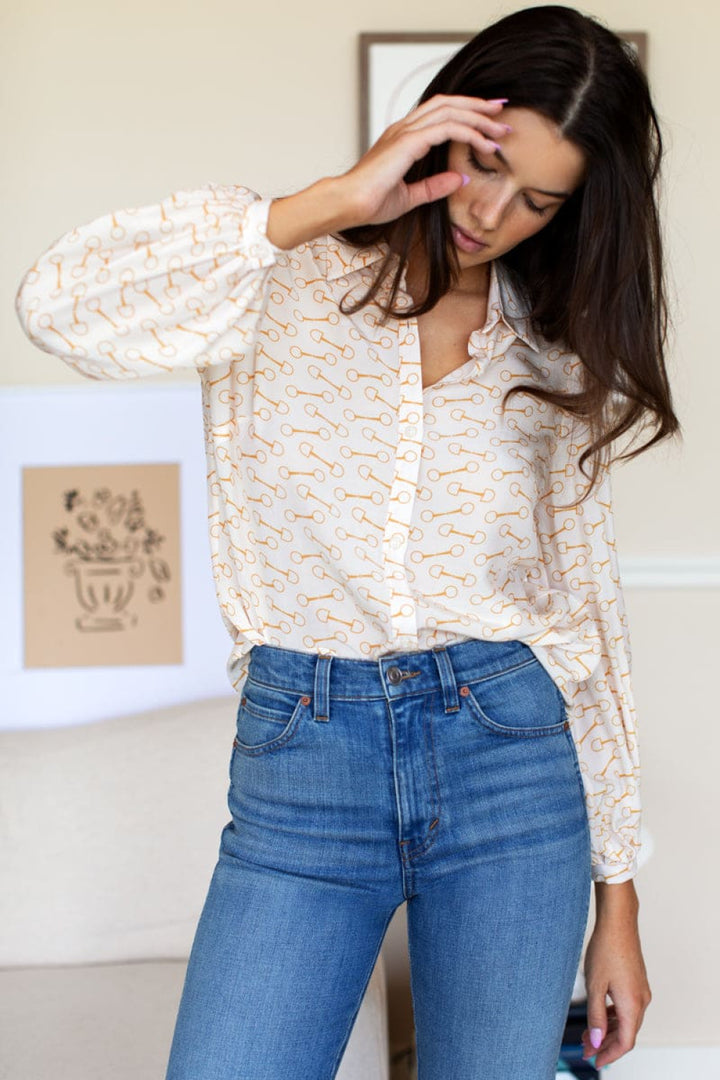 Frankie Blouse - Horsebit Gold - Button Down Shirt