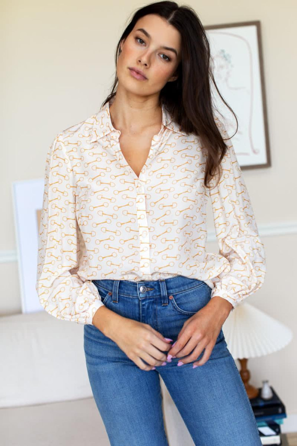 Frankie Blouse - Horsebit Gold - Button Down Shirt