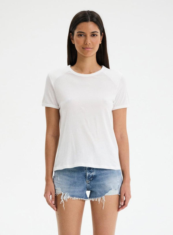 Franny Shoulder Pad T-Shirt - White - T-shirt