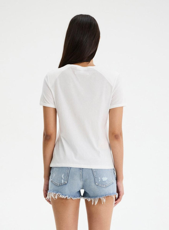 Franny Shoulder Pad T-Shirt - White - T-shirt
