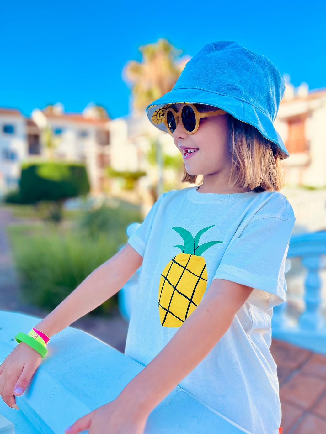 Recycled Cotton Pineapple Kid T-shirt - Natural/multi