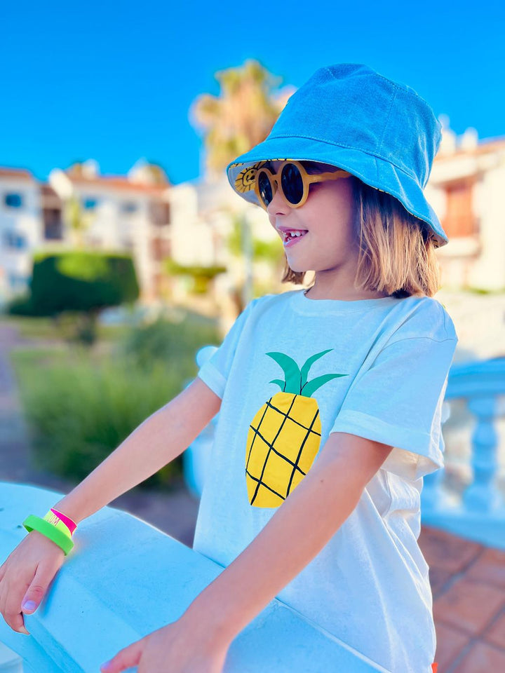 Recycled Cotton Pineapple Kid T-shirt - Natural/multi
