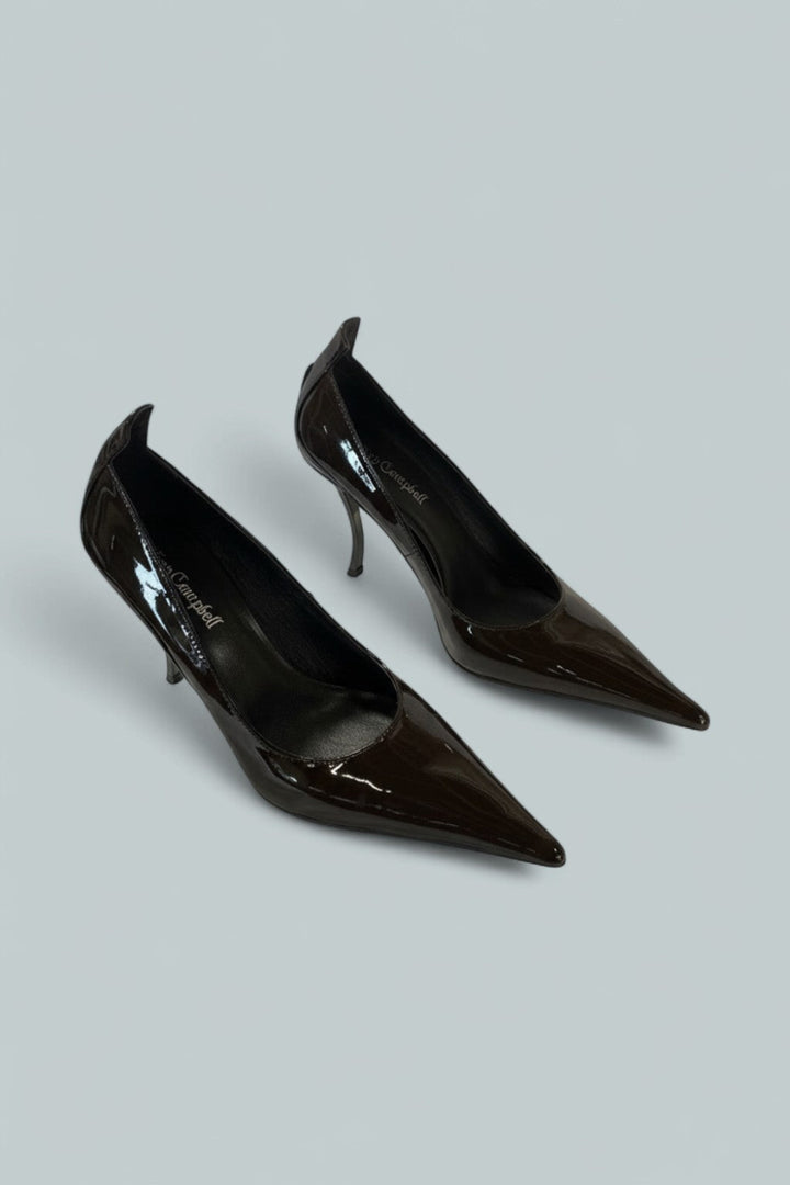 Freak-Out Leather Pumps - Coffee Patent - 9 - Stiletto