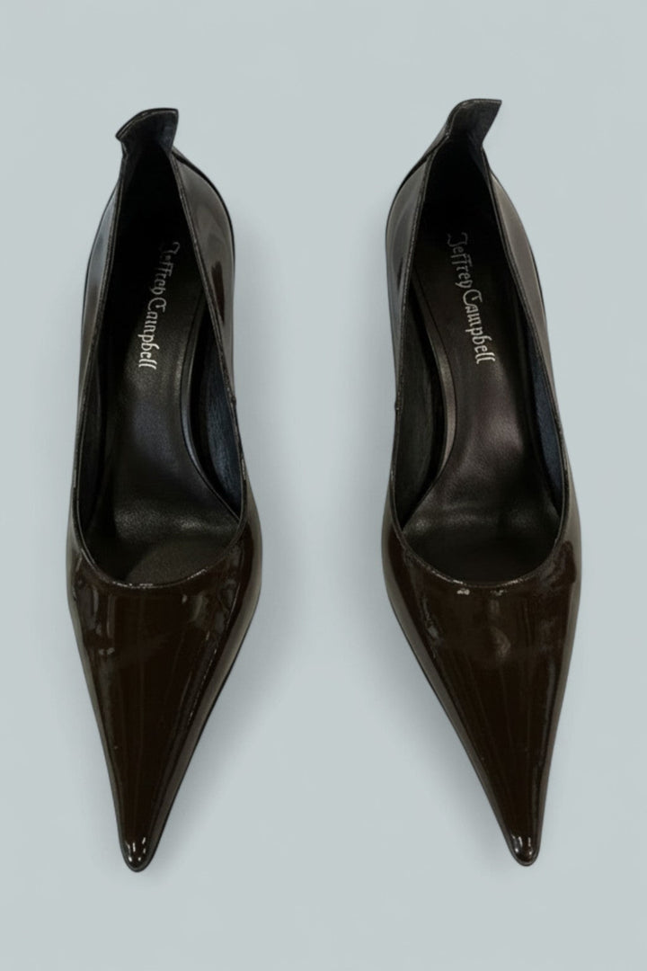 Freak-Out Leather Pumps - Coffee Patent - 9 - Stiletto