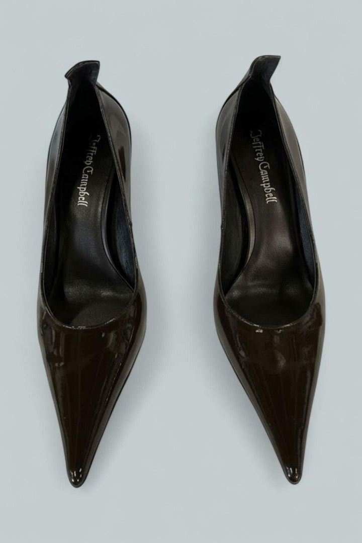 Freak-Out Leather Pumps - Coffee Patent - 9 - Stiletto