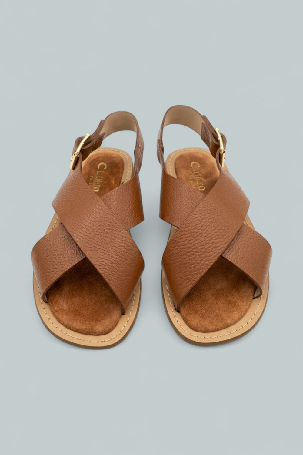 Freeda Leather Flat Sandals - Caramel - 8 - Sandals