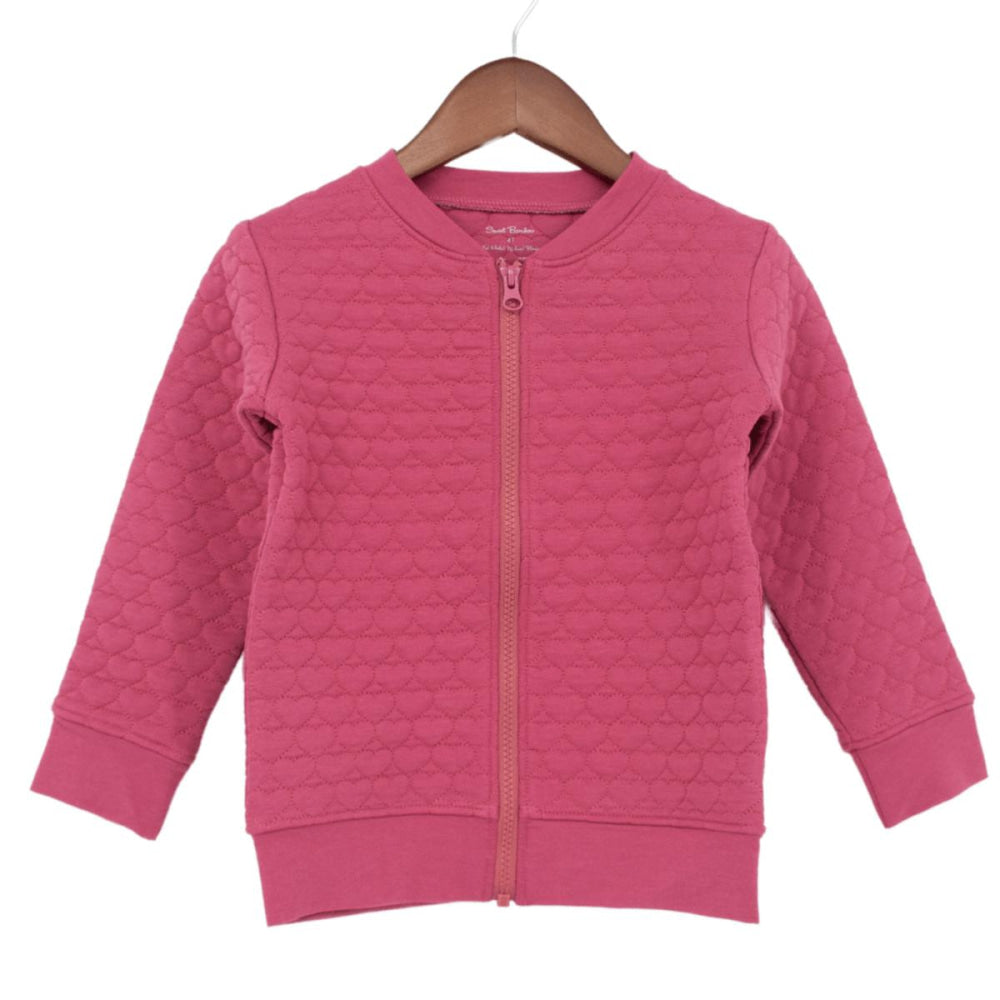 French Terry Hearts Jacket - Dusty Rose - Zip-up Sweatshirt