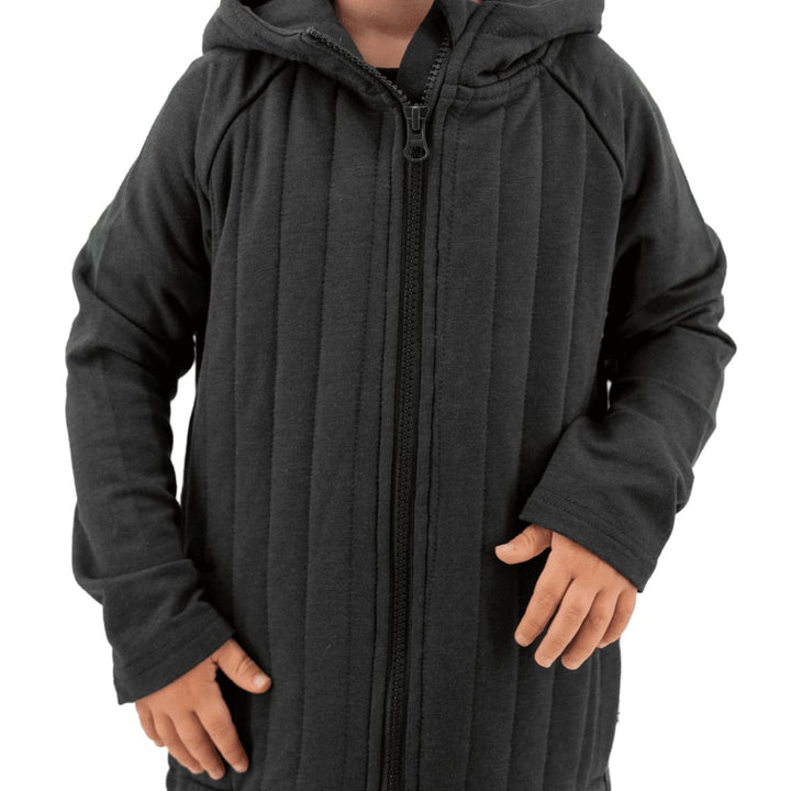 French Terry Hooded Jacket - Charcoal Black - Hoodie