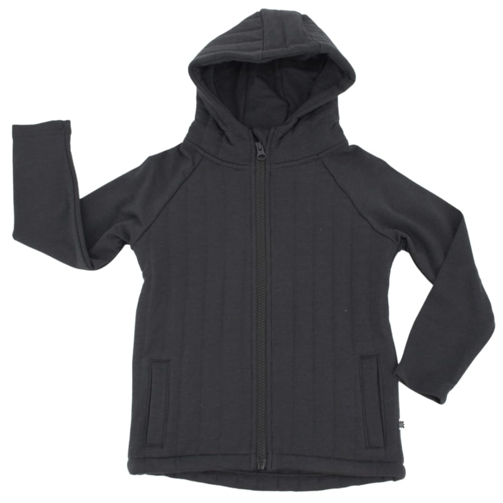 French Terry Hooded Jacket - Charcoal Black - Hoodie