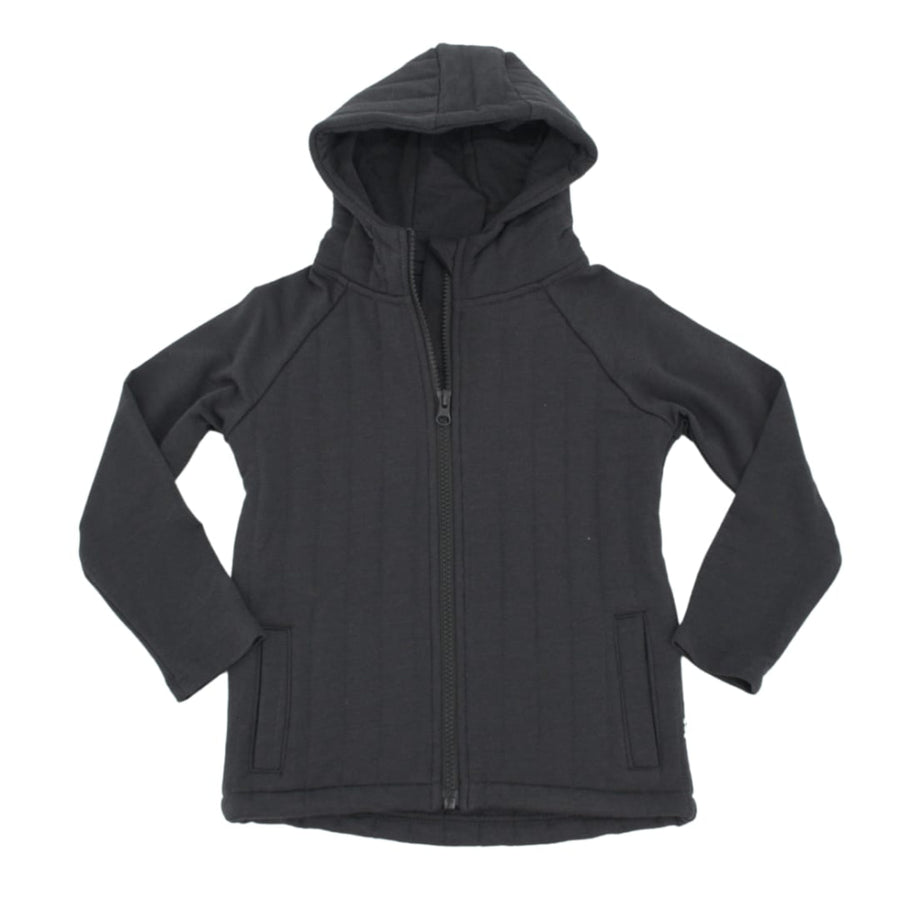 French Terry Hooded Jacket - Charcoal Black - Hoodie