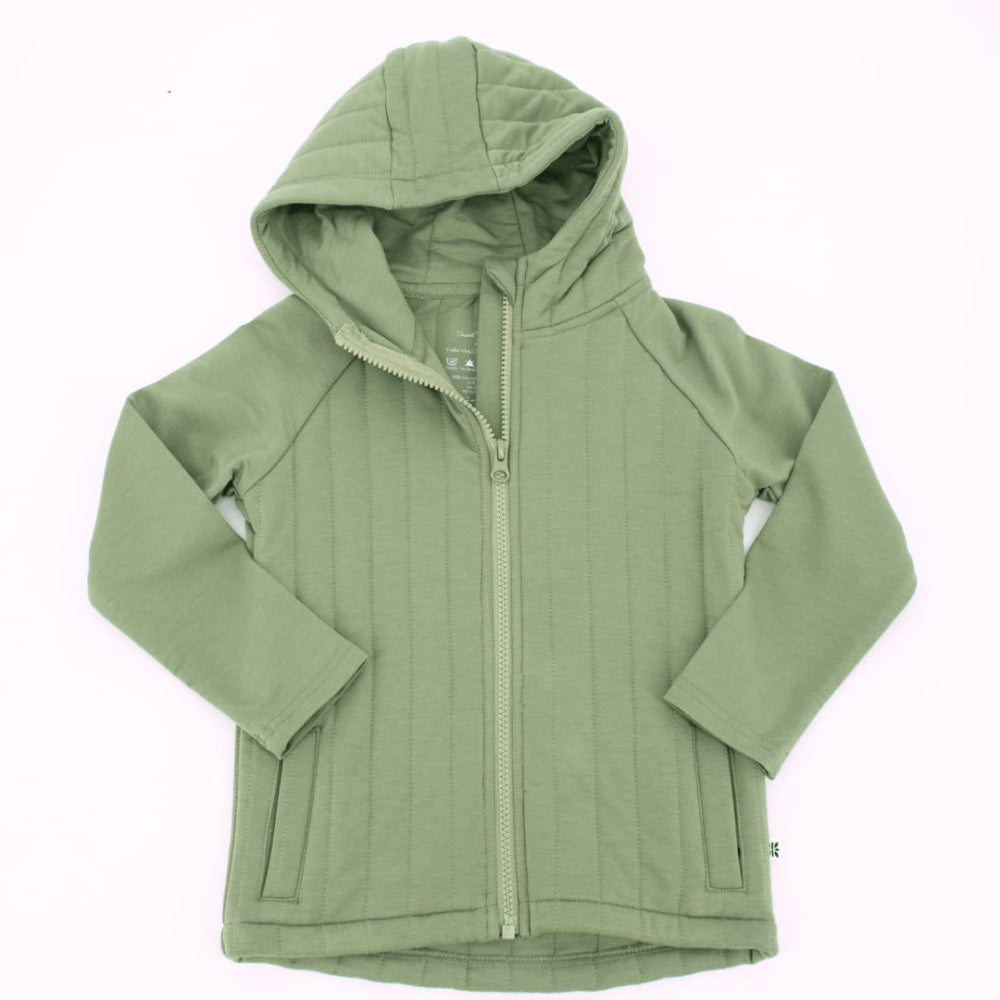 French Terry Hooded Jacket - Olive Green - Hoodie