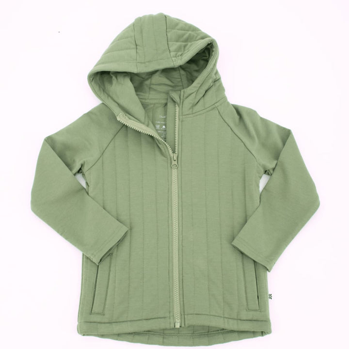 French Terry Hooded Jacket - Olive Green - Hoodie