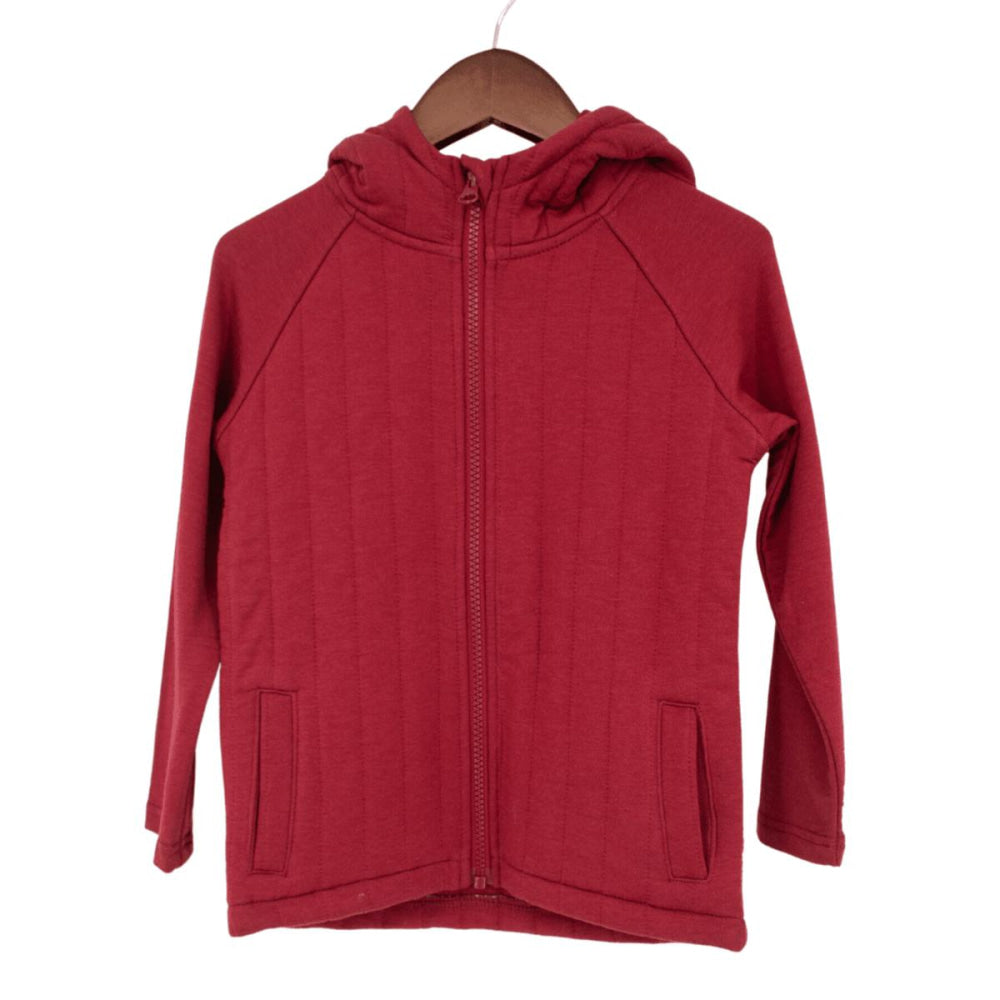 French Terry Hooded Jacket - Rhubarb Red - Hoodie