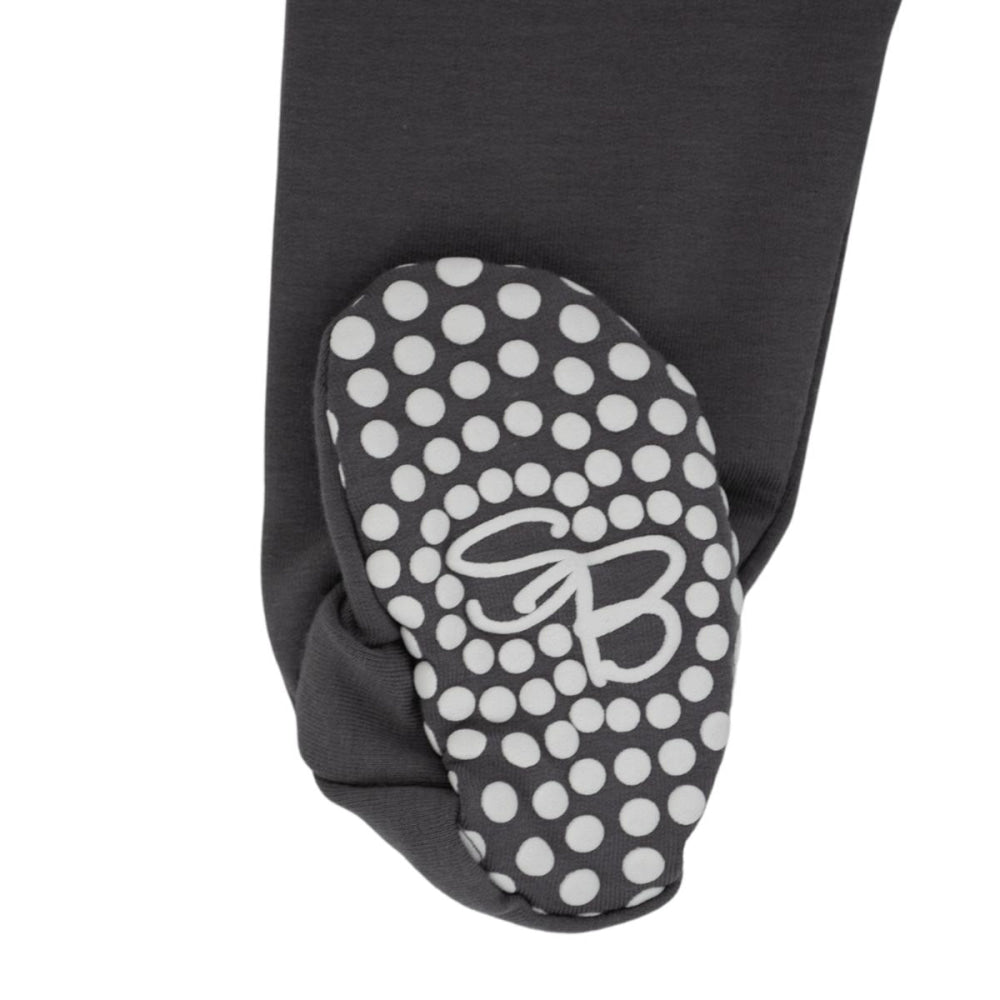 French Terry Zipper Footie - Charcoal Black - Pajamas