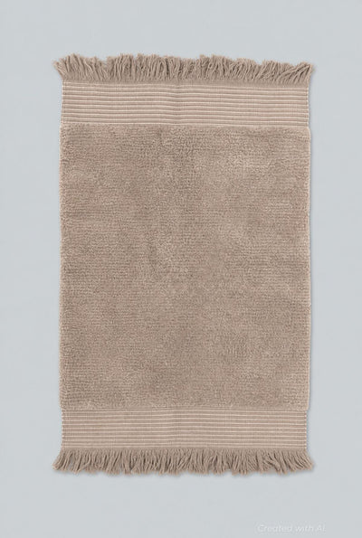Fringe Bath Mat - Brown - OS - Bath Towel