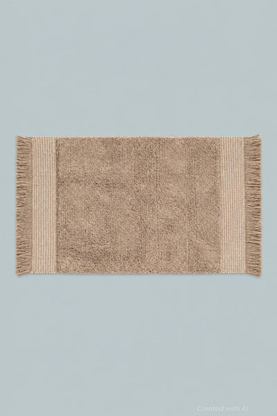 Fringe Bath Mat - Brown - OS - Bath Towel