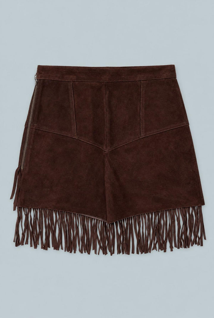 Fringe Mini - Chocolate Suede - S - Skirt