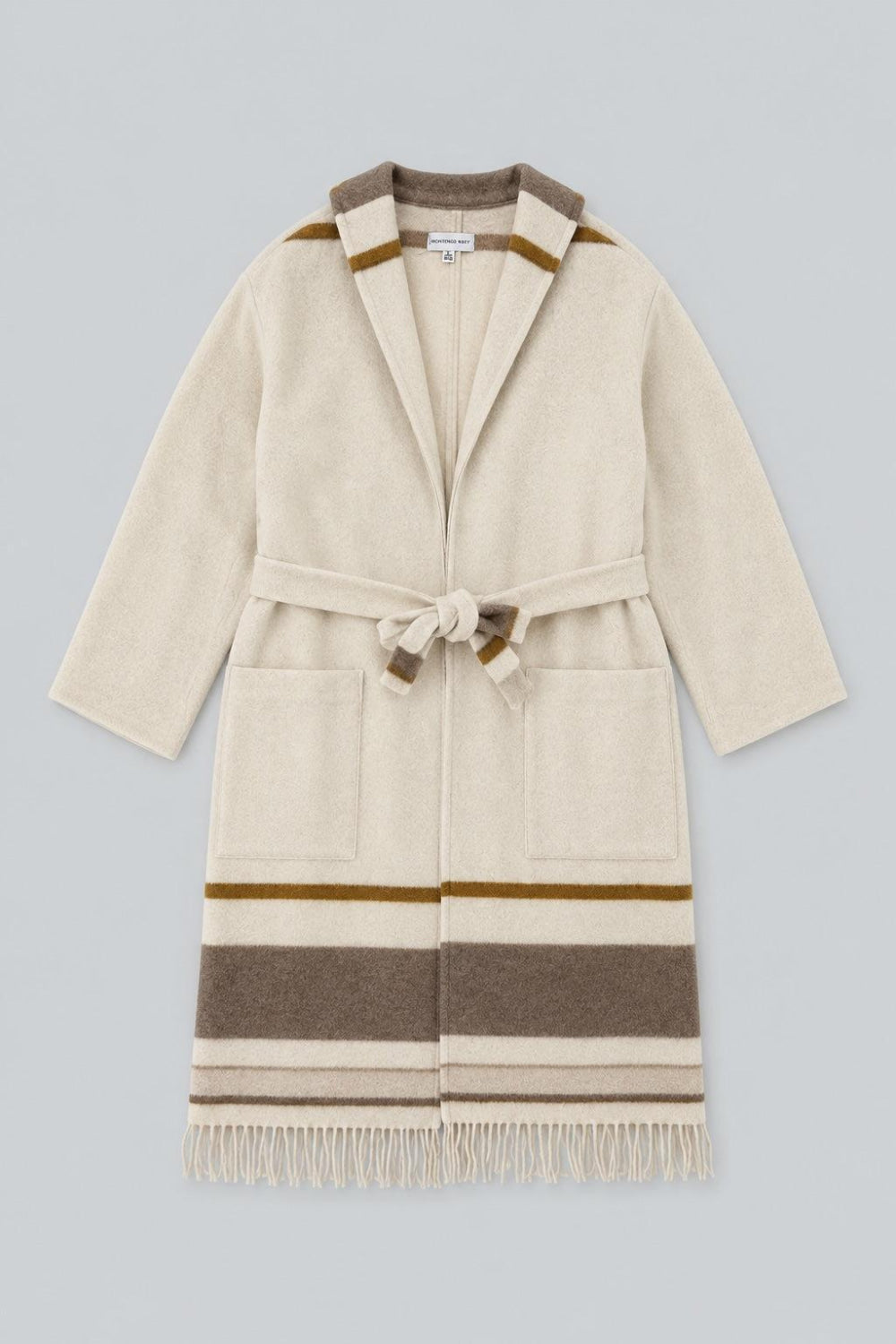 Fringe Robe Coat - Cream Multi - Coat