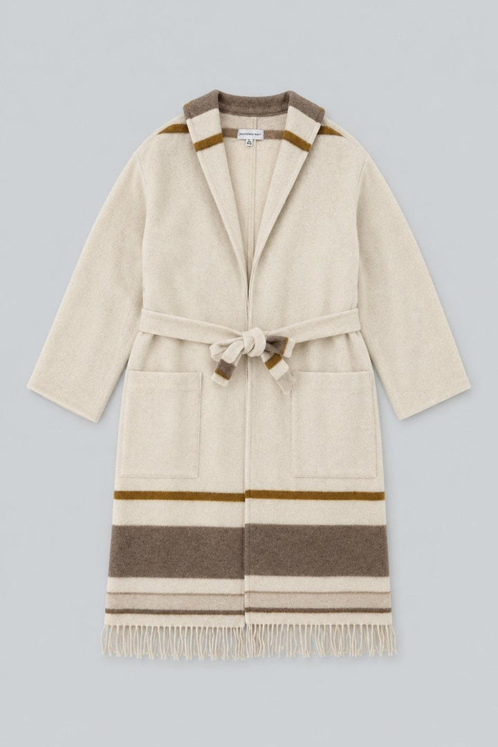 Fringe Robe Coat - Cream Multi - Coat