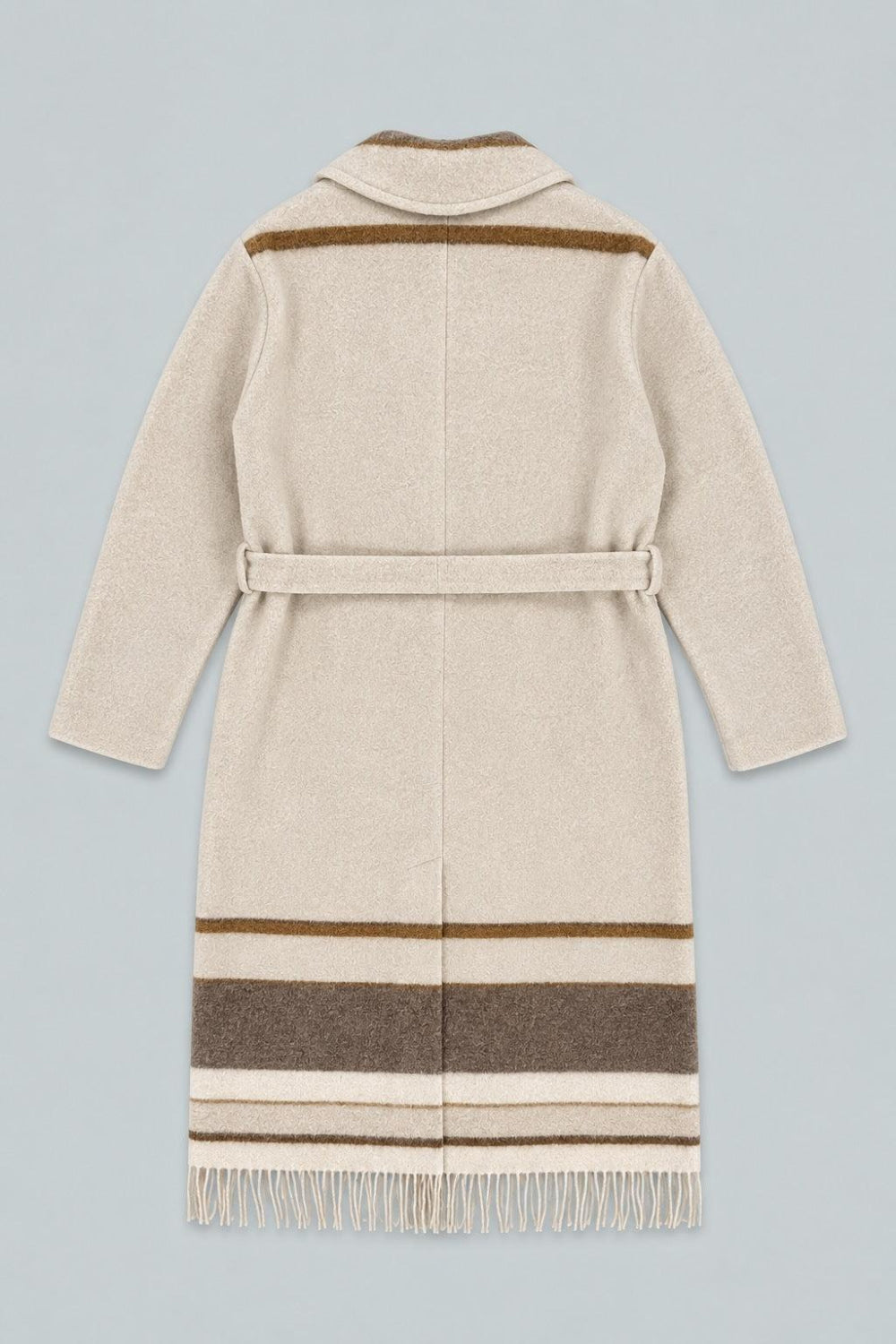 Fringe Robe Coat - Cream Multi - Coat