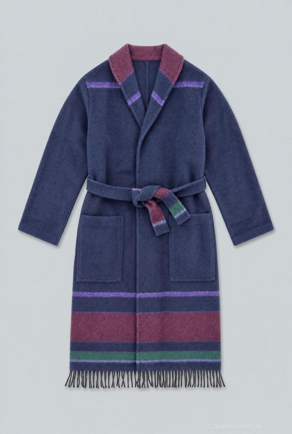 Fringe Robe Coat - Navy Combo - Coat