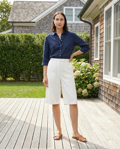Front-flap Liesl Short - White - Shorts