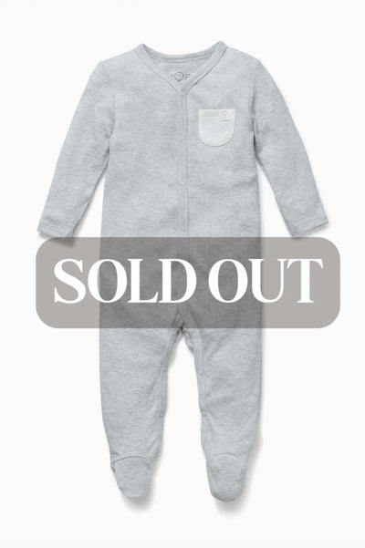 Front Opening Sleepsuit - Grey - FINAL SALE - Pajamas