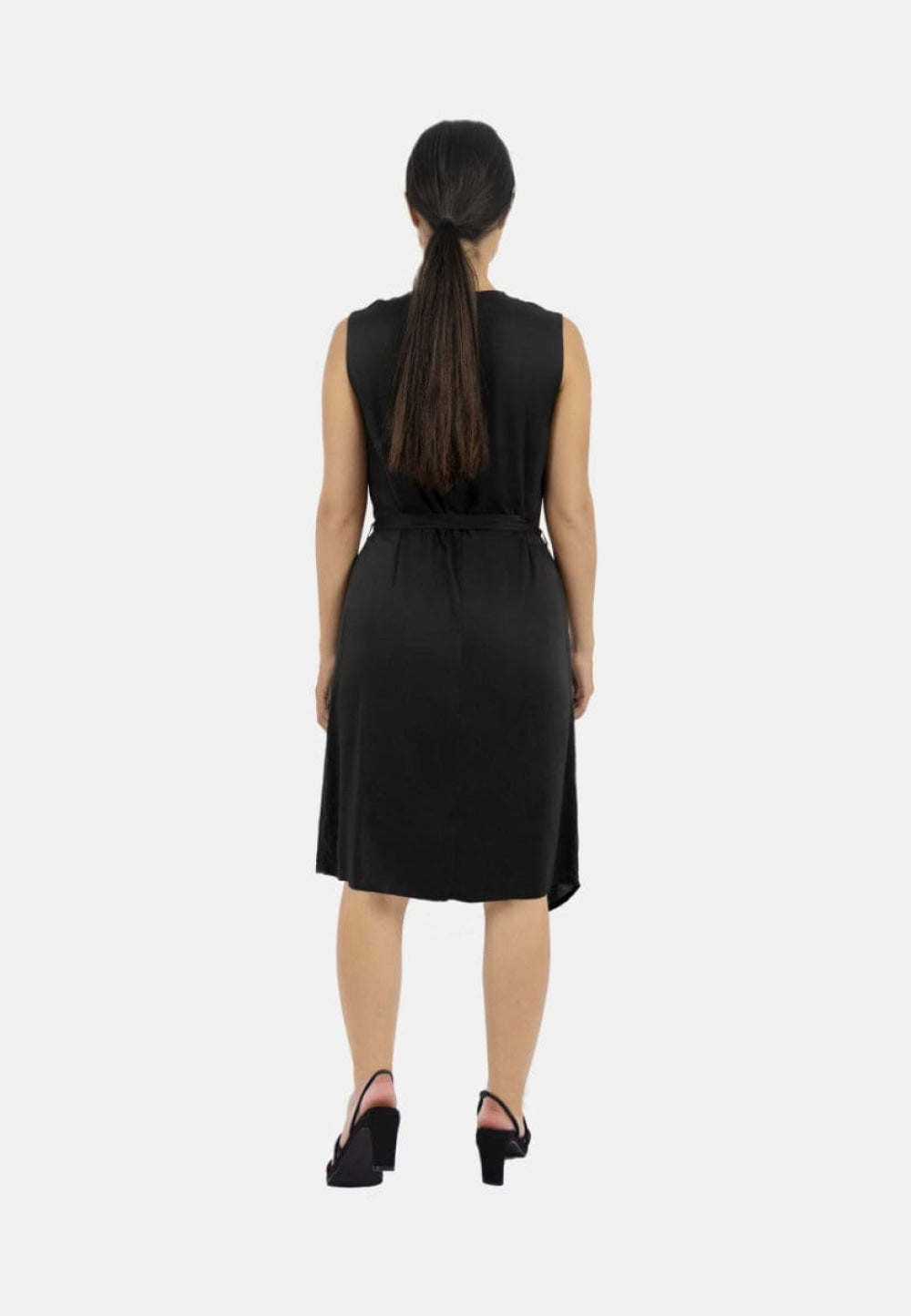Funchal Asymmetric Wrap Dress - Black - Dresses