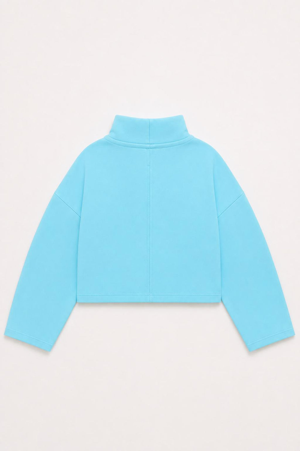 Funnel Neck Sweatshirt With Drawstring - Blue - Sweatshirt