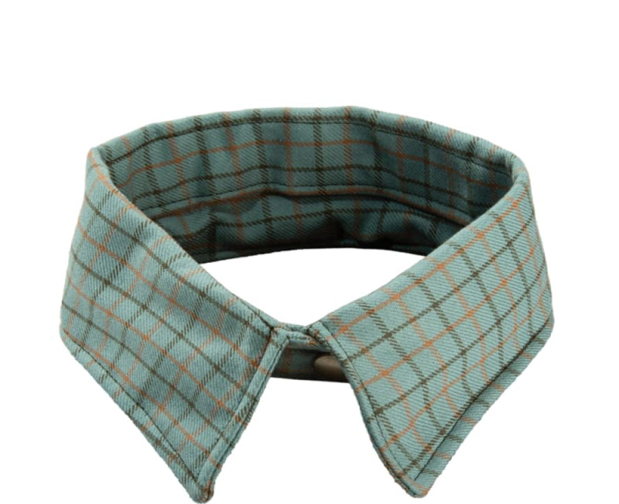 Fur Friend Shirt Collar - Dusty Teal Plaid - FINAL SALE - Collar