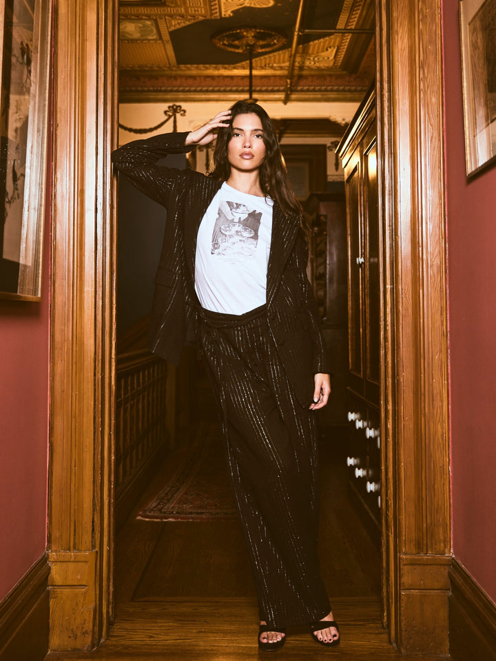 Willow Pant - Black Lurex Stripe