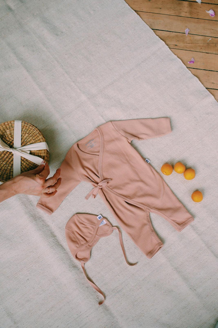 Organic Pima Cotton Baby Kimono Jumpsuit - Pink