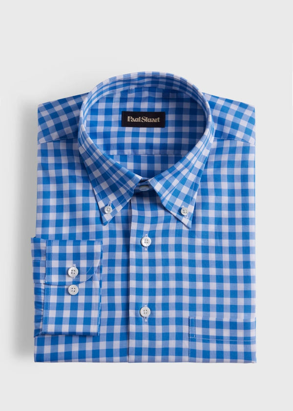 Cotton Gingham Sport Shirt - Blue