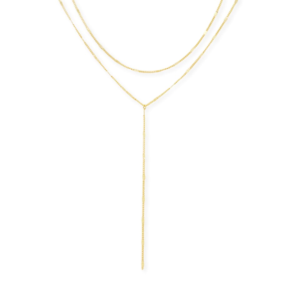 Layered Y Necklace - gold
