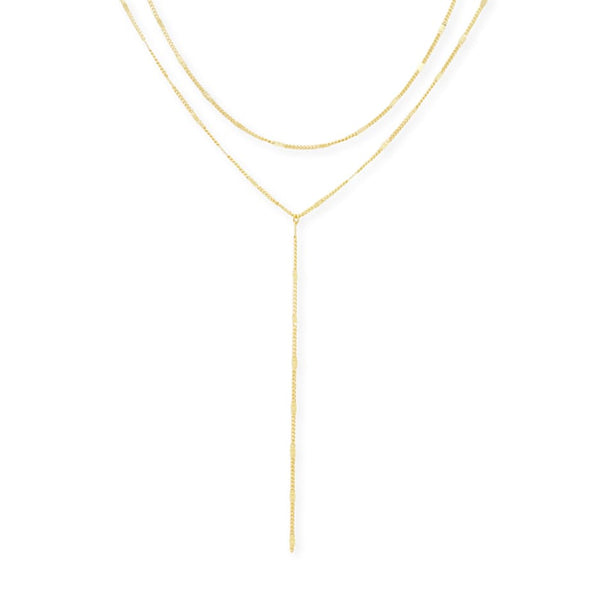 Layered Y Necklace - gold