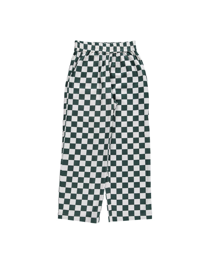 Hand Printed 'Seema' Pants - Green And White Chessboard