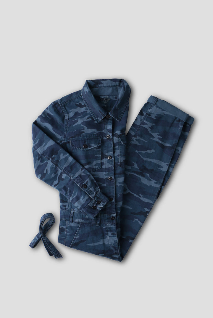 Camo Pilot Jumpsuit - Navy Camouflage