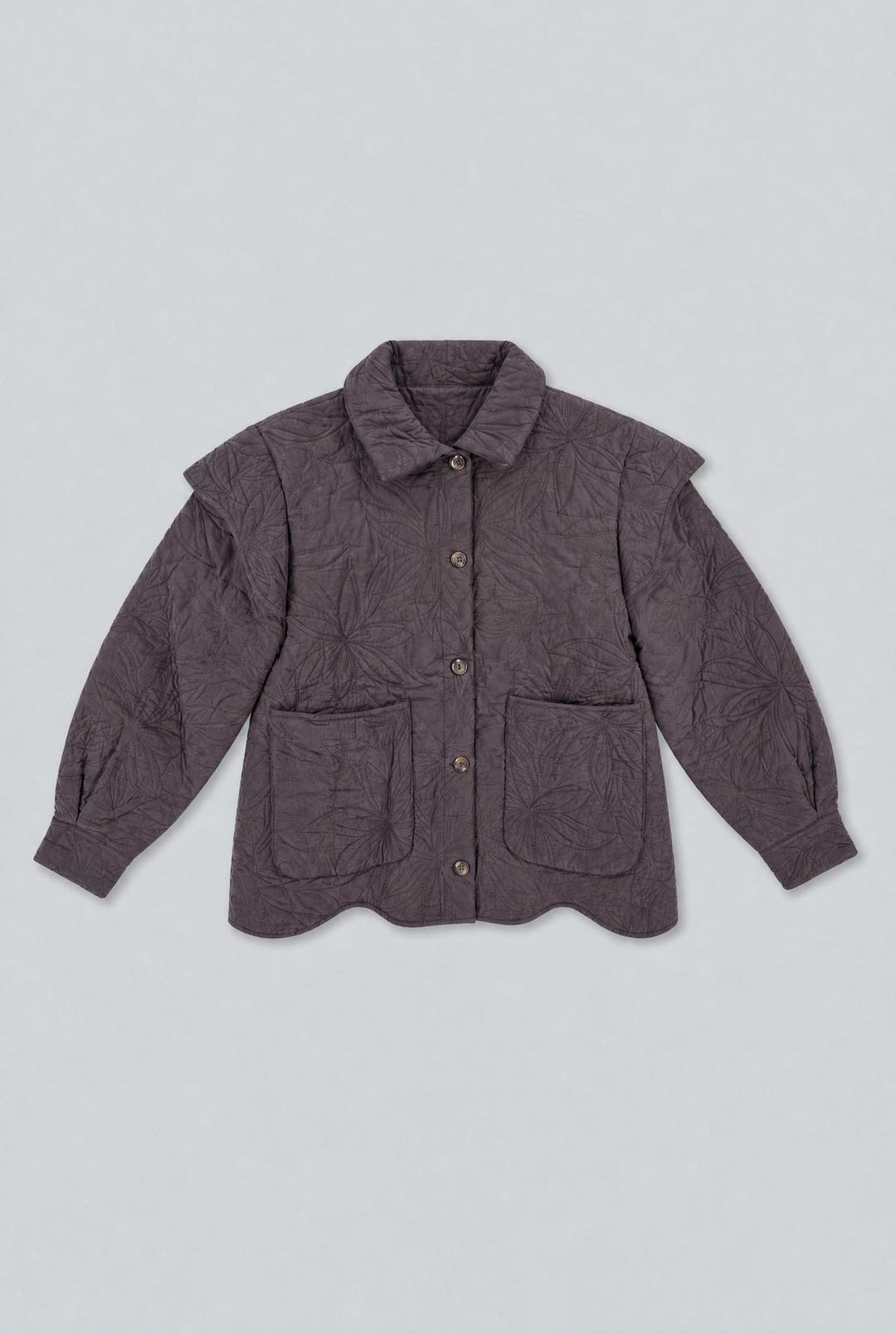 Quilted Floral Jacket - Brown